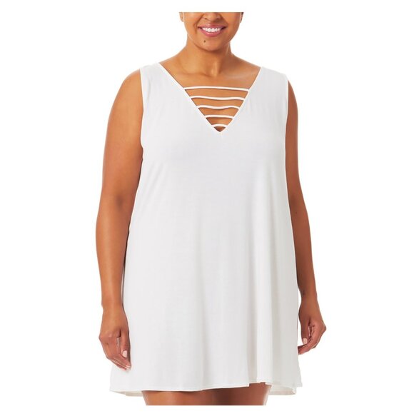 NWT Salt + Cove Women's Solid Strappy Swim Cover-up Dress Size 0X-2X $50 LLL468 - Picture 1 of 1